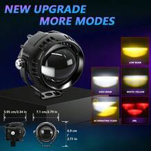 Universal Off-Road LED Light – Yellow/White High/Low Beam Switchable With Strobe & Red Eye, External Spot/Fog/Auxiliary/Work Light For Car & Motorcycle - 2pcs Led Light - View 7