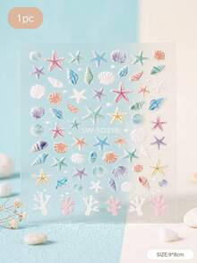 1 Set Macaron Sea Creature Decorative Stickers, Soft Macaron Color Palette Starfish Shell Coral Patterns, Delicate Embossed Texture, Freely Combinable, Adding Fresh And Soft Seaside Style To Your Personal Belongings - Shell Coral - View 5