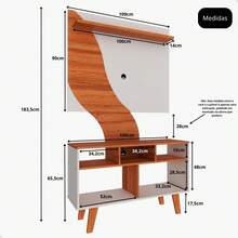 Rack com Painel para TV até 44 polegadas FullDecor - Mod.0710 - Off White/Nature - Visão 11