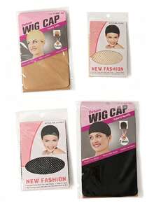 3pcs/Pack Wig Cap Set, Breathable Mesh Wig Net, Wig Hair Net, Stretch Nylon Stocking Wig Cap, Elastic Edge Hair Net Liner, Beige- Black, Halloween - View 6