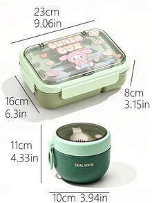 SEAL LOCK Cartoon 4-Compartment Lunch Box Set, Portable Food Container, Large Capacity Food Storage Box, Lunch Box Set For Students And Office Workers - Multicolor - View 12