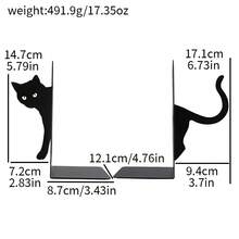 Black Cat Shaped Metal Book Stand Pair Creative Cat Book Stand Desktop Book Sorting And Storage Rack Bookshelf Support Rack Suitable For Home Study Office Student Desktop Decoration Cat Enthusiasts Reading Gifts. - B377 - View 3
