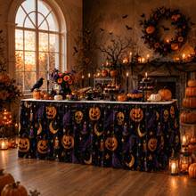 1 Halloween Themed Table Skirt Print Made Of Polyester Fabric, Perfect For Decorating, Family Dining, Kitchen Events, And Seasonal Celebrations - Multicolor - View 4
