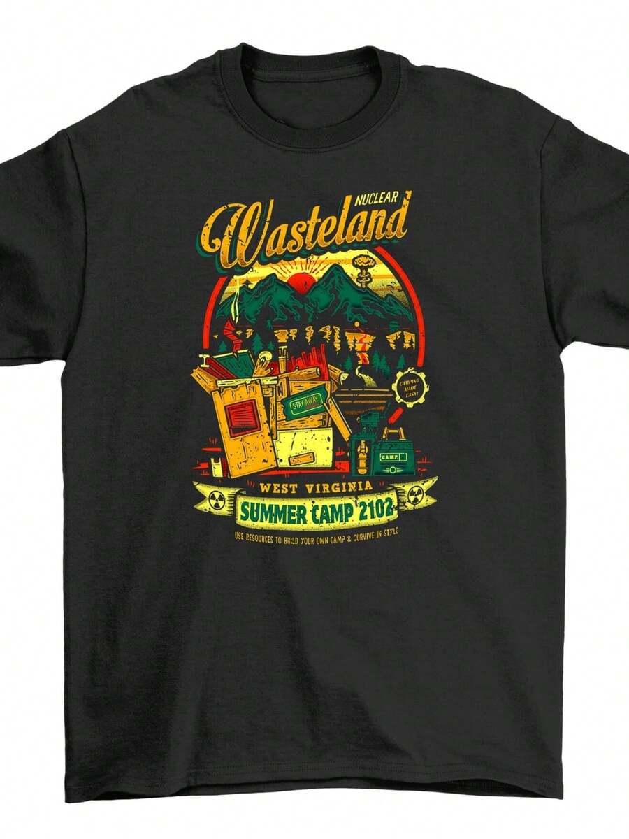 Wasteland Summer Camp T-Shirt - A Post-Apocalyptic Laugh Riot! Funny Tee, Unisex - 款式 - 查看 1