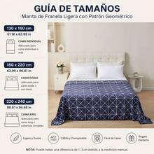 Soft Flannel Blanket With White Geometric Line Pattern On Navy Blue, Lightweight Polyester Throw For Bed, Sofa And Camping, Multiple Sizes - Blue - View 10