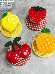 3D Realistic Fruit Themed Phone - Cute Strawberry, Pineapple, Cherry And Lemon Telescopic Desktop Stand - Multicolor - View 3