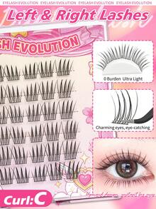 EYELASH EVOLUTION 36pcs/Pack Single Cluster False Eyelashes, Cartoon Style Delicate Eyelash Clusters, C Curl, Natural Cluster Eyelash Extensions, 9-12mm Mixed Length, Suitable For Beginners, Easy To Use, DIY Applicable, Suitable For Holidays, Parties, Travel And Dates - C - View 5