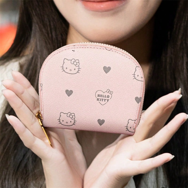 Mesuca Portable Daily Card Holder Wallet Sanrio Hello Kitty Cinnamoroll Theme Style Pink Tone Durable PU Fabric Multi-Card Slots Compact Lightweight Suitable For Short Trips Outdoor Travel Daily Organization 1pc - View 1