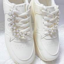 2pcs Silver Beaded Chain Accessories, Elegant Series White Sneakers Decoration, Flat Shoes Buckle, DIY Gift For Girlfriend - Silver - View 7