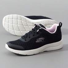 Skechers Women's Lightweight Breathable Walking Shoes, Hollow-Out Soft Sole Casual Slip-On Sneakers For Daily Commute And Leisure - Black and White - View 6