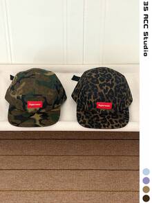 美式字母豹紋迷彩英文刺繡平帽簷寬帽簷棒球帽,修飾臉型顯瘦,春夏旅行嘻哈風男士遮陽帽,滑板嬉皮女孩風 - 彩色 - 查看 3
