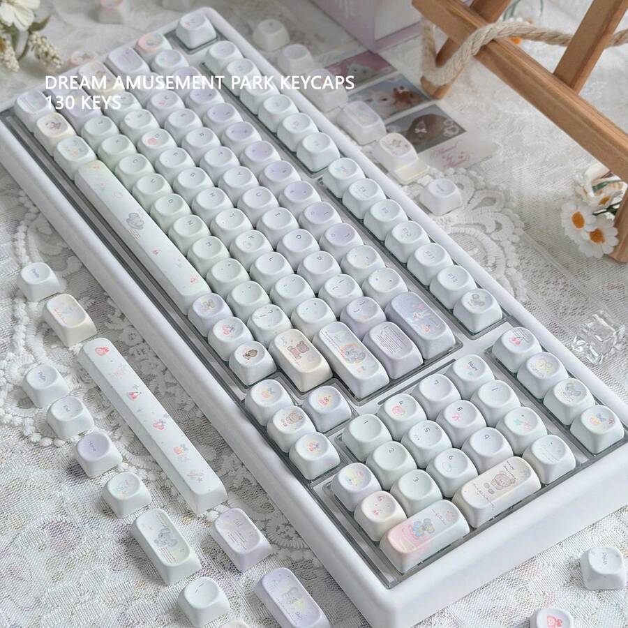 أغطية مفاتيح حديقة الترفيه الحلم DIY لطيفة من مادة PBT صبغة تحت الضغط 5-أوجه ارتفاع MOA مستديرة متوافقة مع لوحات المفاتيح الميكانيكية - مشاهدة 1