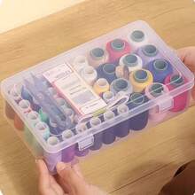 42-Slot Sewing Thread Spool Storage Box, Transparent Plastic Material, Divided Compartment Design, Wear-Resistant And Dust-Proof, Can Neatly Store Thread Spools, Needles And Sewing Accessories, Suitable For Home Sewing, Craft Making, Travel Storage, Desktop Organizer For Sewing Tools - A - View 9