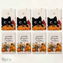 2pcs Black Cat & Pumpkin Pattern Kitchen Towels, Fun Autumn Country Style Soft Fabric Rectangular Maple Leaf Sunflower Hello Pumpkin Print Absorbent Hand Towels, Suitable For Kitchen, Dining Room, Halloween, Thanksgiving, Autumn Gathering, Harvest Season, Home Decor - Multicolor - View 11