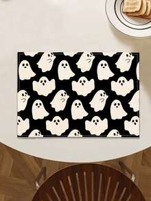 1pc Halloween Pattern Printed Linen Table Runner, Placemat, Suitable For Holiday, Party, Birthday, Dinner, Kitchen Dining Table Decoration, Shoe Cabinet Storage Cabinet Cover, All Season Room Decoration, Home Textile Decoration Table Runner, Placemat - Multicolor - View 6