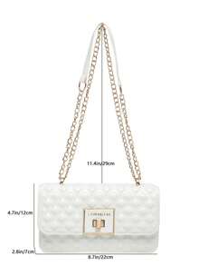 New Fashion Chain Quilted Women's Handbag, Small Square Crossbody Shoulder Bag 2026 - White - View 6