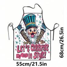 1pc Christmas Santa Claus, Christmas Bells, Christmas Snowflakes, Christmas Reindeer, Christmas Tree, Christmas Snowman, Christmas Penguin, Christmas Cartoon Animal Pattern Chef Apron, Apron, Suitable For Home Decor And Kitchen Use. Made Of 100% Polyester Material, Designed As Sleeveless Style, Perfect For Home Kitchen, Outdoor BBQ Cooking. This Printed Apron Is Unisex, Machine Washable And Reusable, Essential Kitchen Accessory - Multicolor - View 10