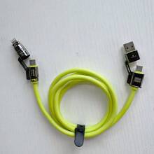 4-In-1 Multi-Function Charging Cable, USB-A/USB-C Input To USB-C/Lightning Output, Up To 240W USB-C To USB-C Fast Charging, Soft Silicone Charging Cable With Metal Connectors, Suitable For Phones, Tablets And Laptops - Green - View 7