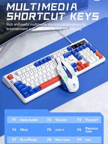 T-WOLF Gaming Wired Keyboard And Mouse Set, RGB Backlit 98-Key Color-Block Keyboard For Business Office And Gaming, 6-Button LED Illuminated Mouse - View 4