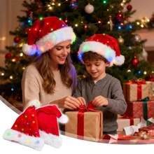 LED Christmas Hat, Suitable For Children And Adults, Flashing Light Santa Claus Creative Plush Party Hat, Christmas Decoration - Multicolor - View 5