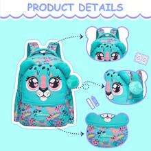 3pcs/Set Kids Animal Pattern Girls Backpack, Suitable For Elementary And Kindergarten Girls, Includes Crossbody Bag And Pencil Case, For School Use - 137 Girls' Backpack - View 4