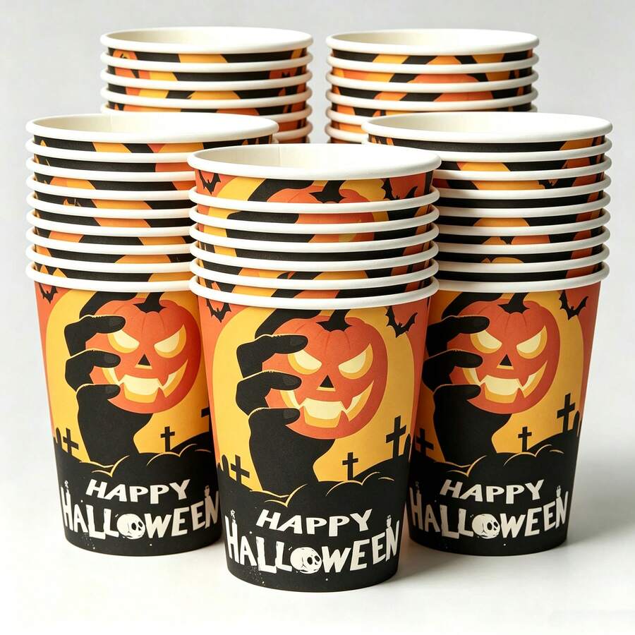 50/25/10 peças, Tema de Halloween, Copos de Papel, Adequado para Decoração de Restaurante, Festa de Halloween, Decorações de Halloween, Decoração de Halloween para Festa, Halloween, Copos, Suprimentos para Festa, Suprimentos para Festa de Halloween, Copos de Papel, Festa de Halloween - Multicolorido - Visão 1
