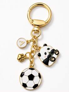 Creative Personalized Soccer Panda Keychain, Wallet Decoration, Soccer Key Ring, Key Chain - Multicolor Soccer Panda - View 2