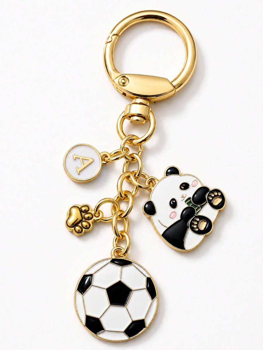 Creative Personalized Soccer Panda Keychain, Wallet Decoration, Soccer Key Ring, Key Chain