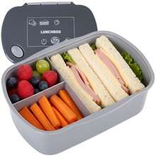 Lunch Box 800ml With Compartments, Leak Resistant Lid With Steam Valve, Microwave, Dishwasher, Freezer, Food Storage Container For Meals, Snacks, School, Work, Travel, - Grey - View 9