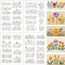 Water-Soluble Embroidery Stabilizer Patch Paper, Multiple Curved Spring Floral Borders, Mixed Roses, Sunflowers, Daisies And Green Leaves Washable Transfer Patterns, Suitable For Adult Embroidery Enthusiasts - A090 - View 14