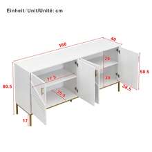 Modern Sideboard White & Brown - 4 Doors - Adjustable Shelves - Large Capacity For Living Room, - 白色和棕色 - 查看 4