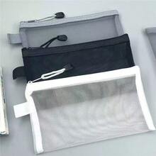 3pcs Different Color Portable Mesh Transparent Bags With 1 Pen, Unisex Cosmetic, Ticket, Pen Holder - Sets - View 1