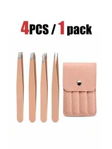 Set Pinset Warna-warni 4 Buah/1 Buah, Pinset Alis 4 Buah, Set Alat Perawatan dan Pencabutan Rambut Alis Portabel Presisi Tinggi, Set Pinset Alis 4 Buah, Alat Rias Alis, Tersedia Tiga Warna Ungu, Merah Muda, dan Hitam (1 Buah/4 Buah) - MultiWarna - View 9