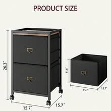 Compact Mobile File Cabinet, Under Desk Vertical Storage Organiser With Wheels, A4 Letter Size Rolling Filing Cabinet For Home Office Workspace - Black - View 2