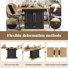 Extendable Dining Table - 110-140 Cm Wooden Table For Kitchen & Dining Room - 6-Person Dining Table - Dimensions: 110 X 80 X 75 Cm - For Terrace And Living Room - Black - View 4