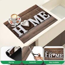 1 pieza Tapete de mesa HOME con patrón de grano de madera en forma de corazón, almohadilla rectangular de tela estilo rústico vintage, textura de tablón de madera falsa marrón con detalle de impresión de letras, protector de escritorio a prueba de polvo y resistente a manchas, adecuado para la parte superior de la lavadora, cuarto de lavandería, baño, área de almacenamiento del hogar, decoración diaria, todas las estaciones - Multicolor - Ver 5