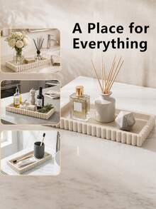 1pc Silicone Bathroom Vanity Tray, Modern Decorative Countertop Storage Dish, Waterproof And Shatterproof, Suitable For Cosmetics And Perfumes, Thickened Durable Easy To Clean Candle Holder - View 10