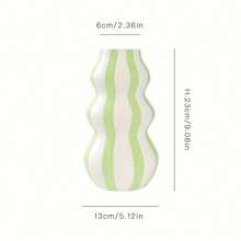 1pc Rustic Ceramic Vase - 1pc Asymmetrical Gourd-Shaped Striped Abstract Vase, Suitable For Fresh Flowers | Countertop And Living Room Shelf Decor - Ideal Valentine's Day And Mother's Day Gift - Multi-color - View 8