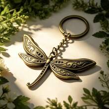 1pc Fashionable Cute Realistic Dragonfly Keychain, Zinc Alloy Minimalist Personalized Versatile Small Dragonfly Key Chain Car Key Pendant, Convenient To Carry - Silver - View 6