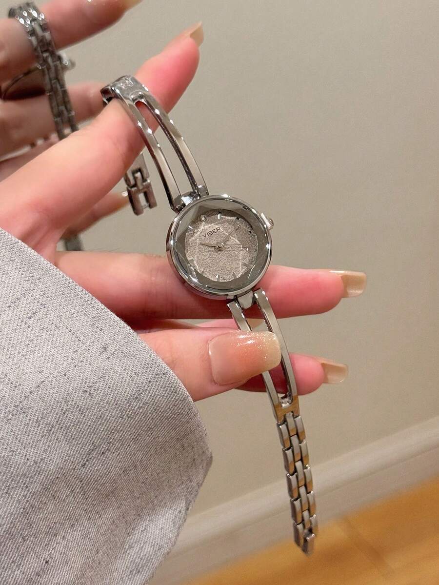 1件金色橢圓形女款石英手錶,精緻時尚,適合日常佩戴,生日與畢業禮物,休閒聚會與派對 - 銀色 - 查看 1