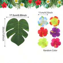 10/20/30/40/50/78pcs Artificial Palm Leaves, Large Leaf Placemats, Green Palm Leaves Party Decor, Tropical Tabletop Decor, Hawaiian Leaves Decor, Wild Animal Leaves Decor, Fake Plants - Green - View 19