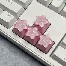 Gradient Glitter Transparent Star Keycaps, Cute Girly Style 3D Decorative Personalized Replacement Keycaps, Five-Pointed Star Keycaps, Universal Cross-Axis Mechanical Keyboard Decorative Keycaps - View 14