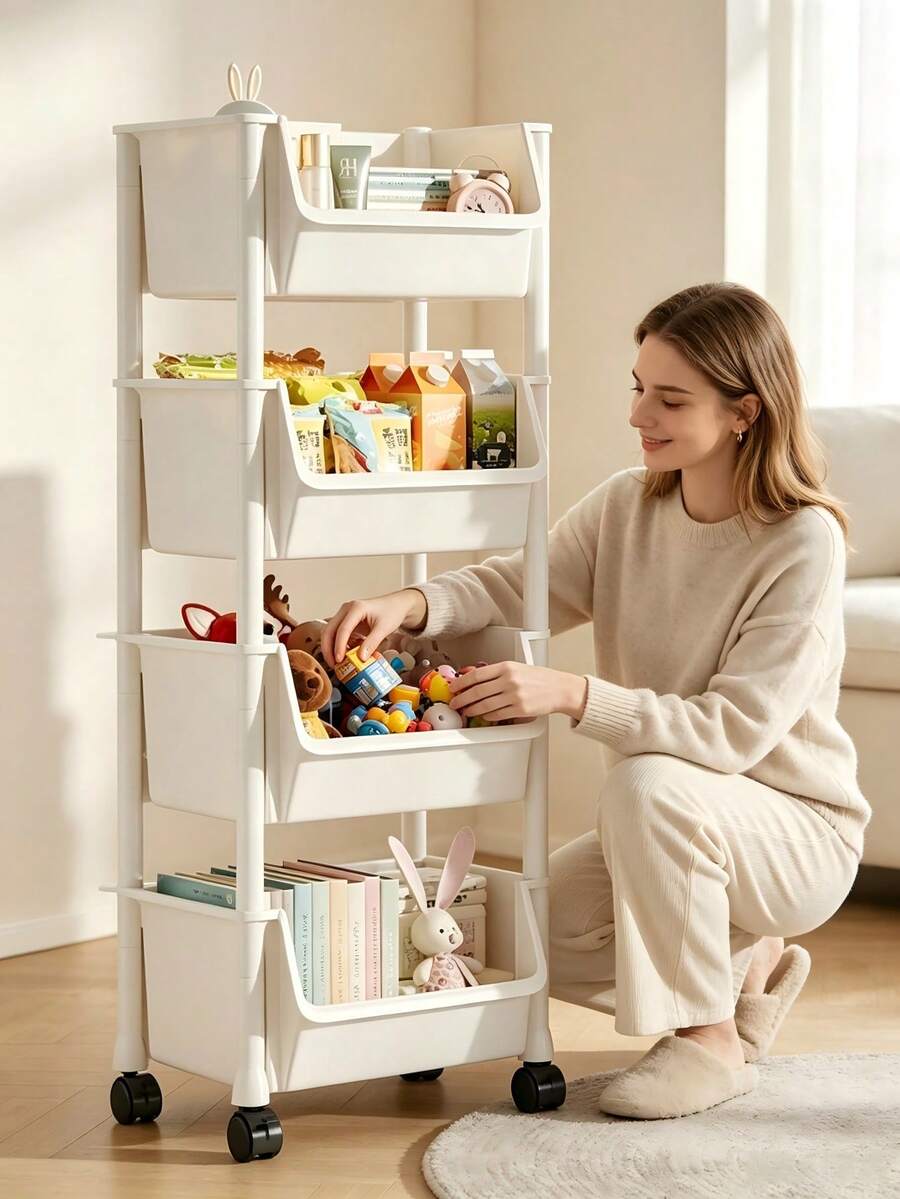 Multi‑Layer Wheeled Storage Rack, Large‑Opening Storage Boxes, Multiple Specifications Available, Smooth Movement, Easy Assembly, Saves Home Space, Stores Sundries And Toys - Multiple Specifications - View 1