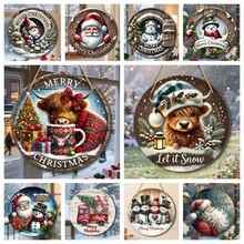Exquisite Vintage Wooden Christmas Hanging Signs With Santa, Cow, Snowman, Suitable For Entryway, Hallway, Wall Decor, Home Christmas Decoration, Great Gift Idea, 2D Flat - Hanging Ornament - View 1