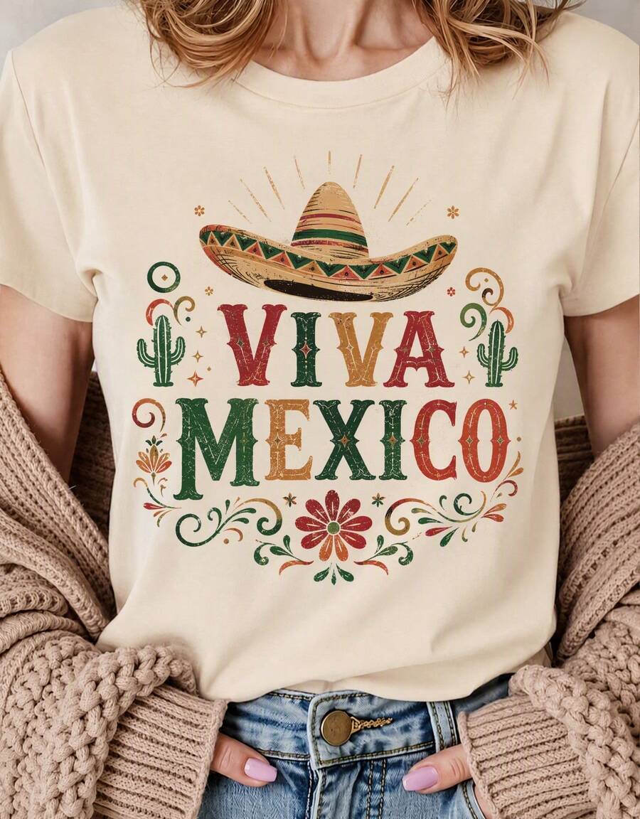 Camiseta estampada patria para mujer, diseño Independencia de México, playera casual de manga corta, ropa tradicional mexicana, ideal celebraciones, uso diario