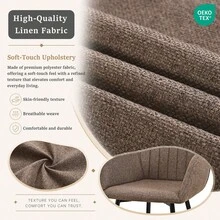 Goeurvant Contemporary Vertical-Stripe Upholstered Dining Chairs With Armrests & Metal Legs For Dining Room, Kitchen, Living Room - Set Of 2 / Set Of 4 / Set Of 6--Mocha Brown-Textured Fabric - Mokka - 查看 8