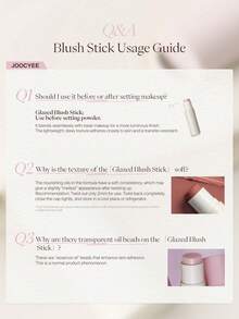 JOOCYEE GLAZED 多功能棒狀腮紅，自然亮澤顯色頰彩，水光妝感面部彩妝，高顯色長效持久，適合日常穿搭、派對與 Y2K 風格，純素，女性與女孩適用美妝化妝品 - G403 半夏杏 - 查看 11