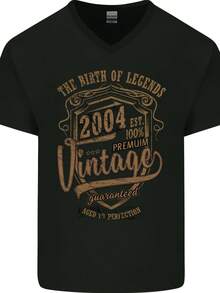 Birth Of Legends 21st Birthday 2004 Mens V Neck Cotton Maglietta- - 款式 - 查看 1