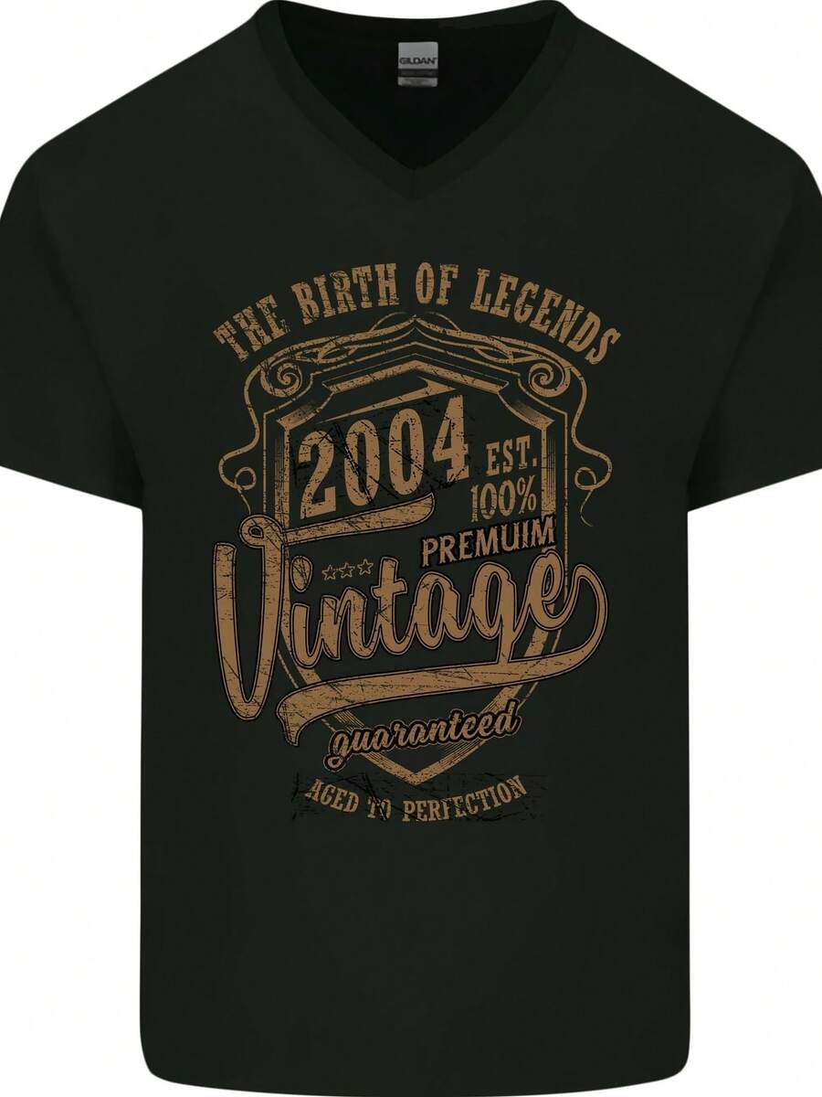 Birth Of Legends 21st Birthday 2004 Mens V Neck Cotton Maglietta- - 款式 - 查看 1