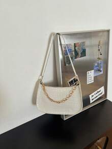 Bolso de hombro y axila con cadena y estampado de cocodrilo de moda - Blanco - Ver 2